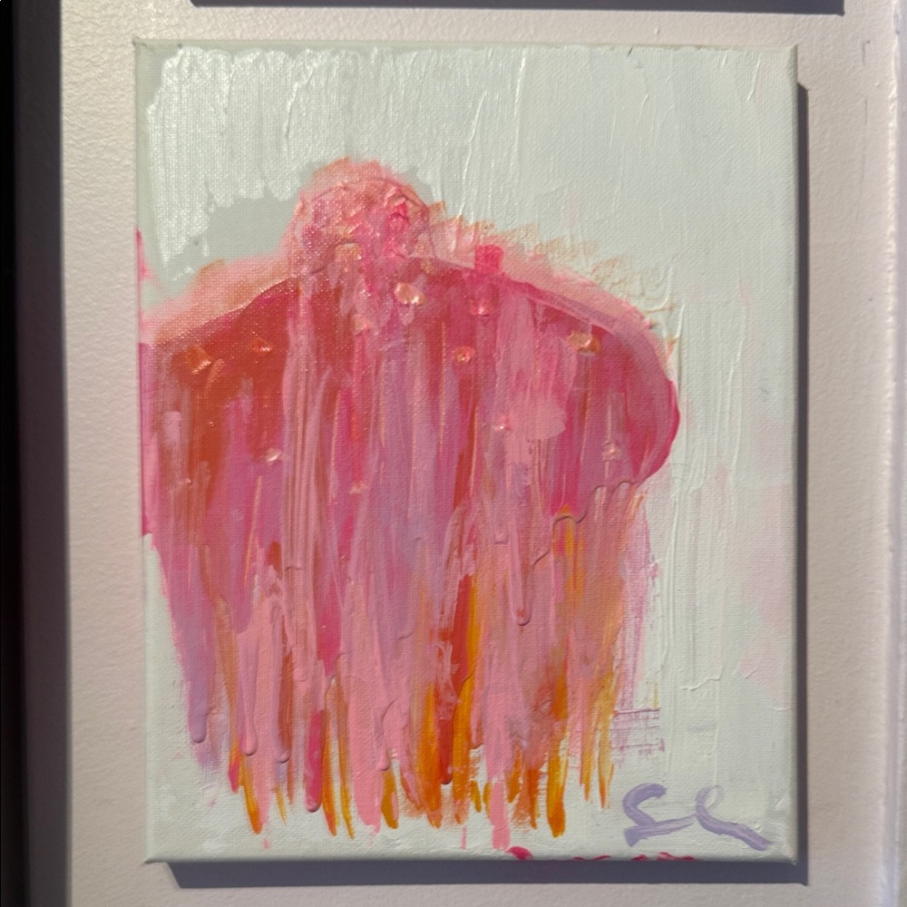 Pink & Orange Abstract Drip Canvas Art by Sarah Shirley 8x10